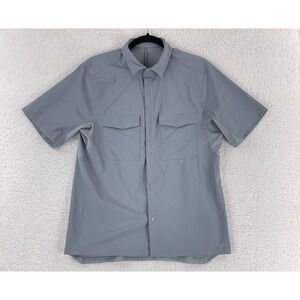 Lululemon Gray Button-Up Double Pocket Overshirt Mens Short Sleeve Size Small